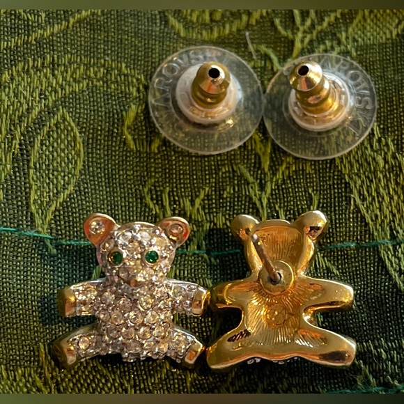 Vintage Swarowski Crystal Teddy Bear Earrings - Picture 3 of 6